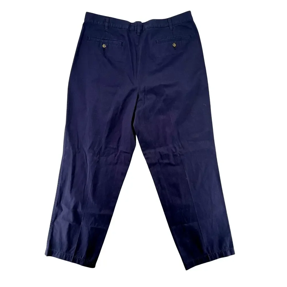 Vintage Cherokee Navy Pleated Chino Pants Men’s 38x30 Relaxed Straight Leg